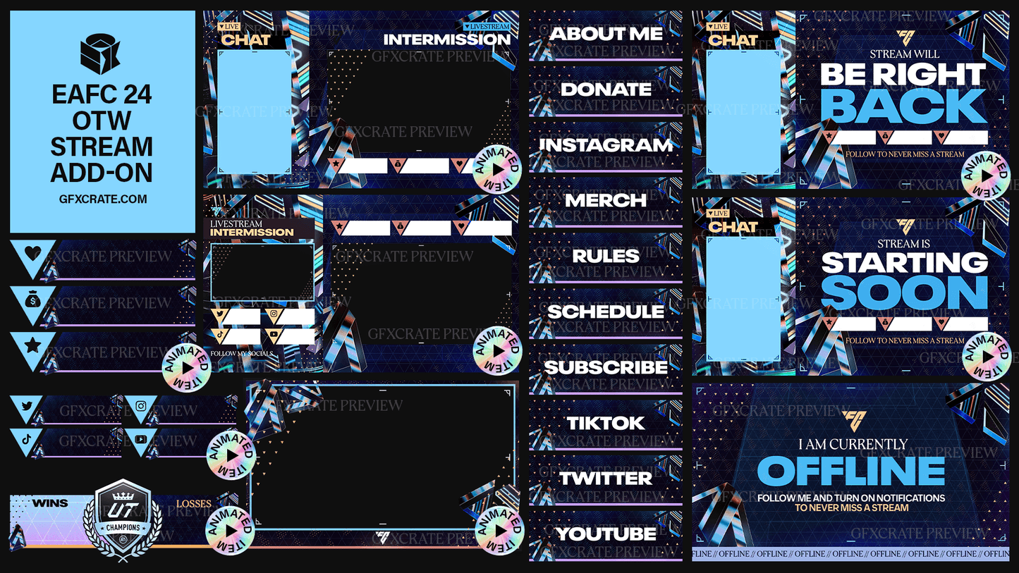 EAFC 24 All Promos Animated Livestream Overlay Everything Pack (450+ Stream Elements)