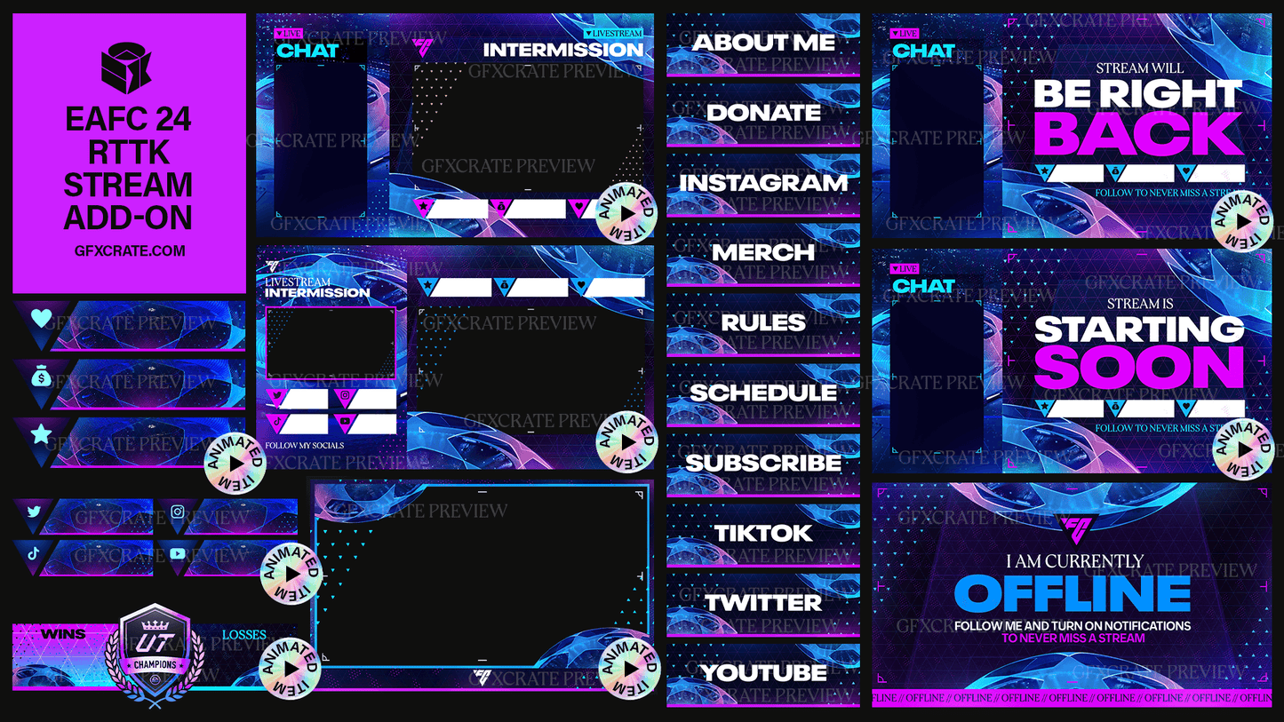 EAFC 24 All Promos Animated Livestream Overlay Everything Pack (450+ Stream Elements)