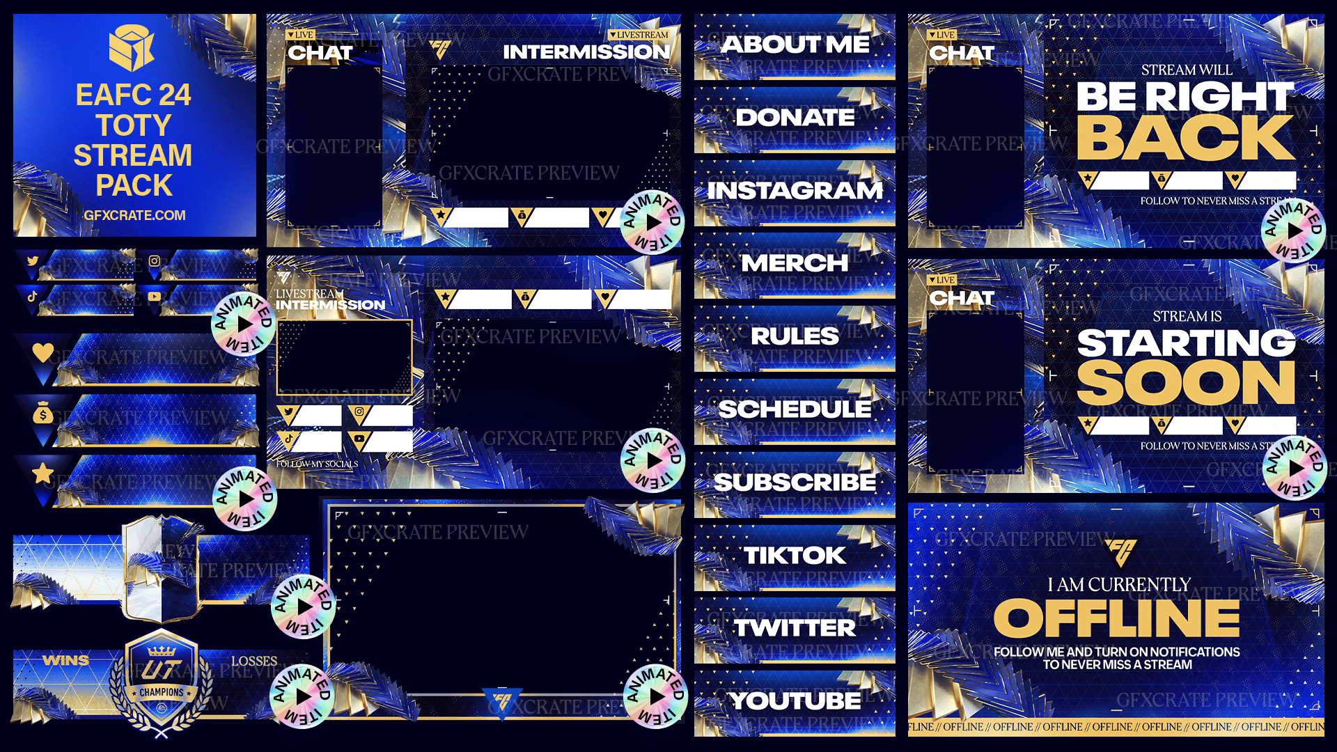FC 24 Team of the Year Animated Livestream Overlay Pack (for Twitch, YouTube, Kick etc.) (FIFA 24) - GFXCRATE