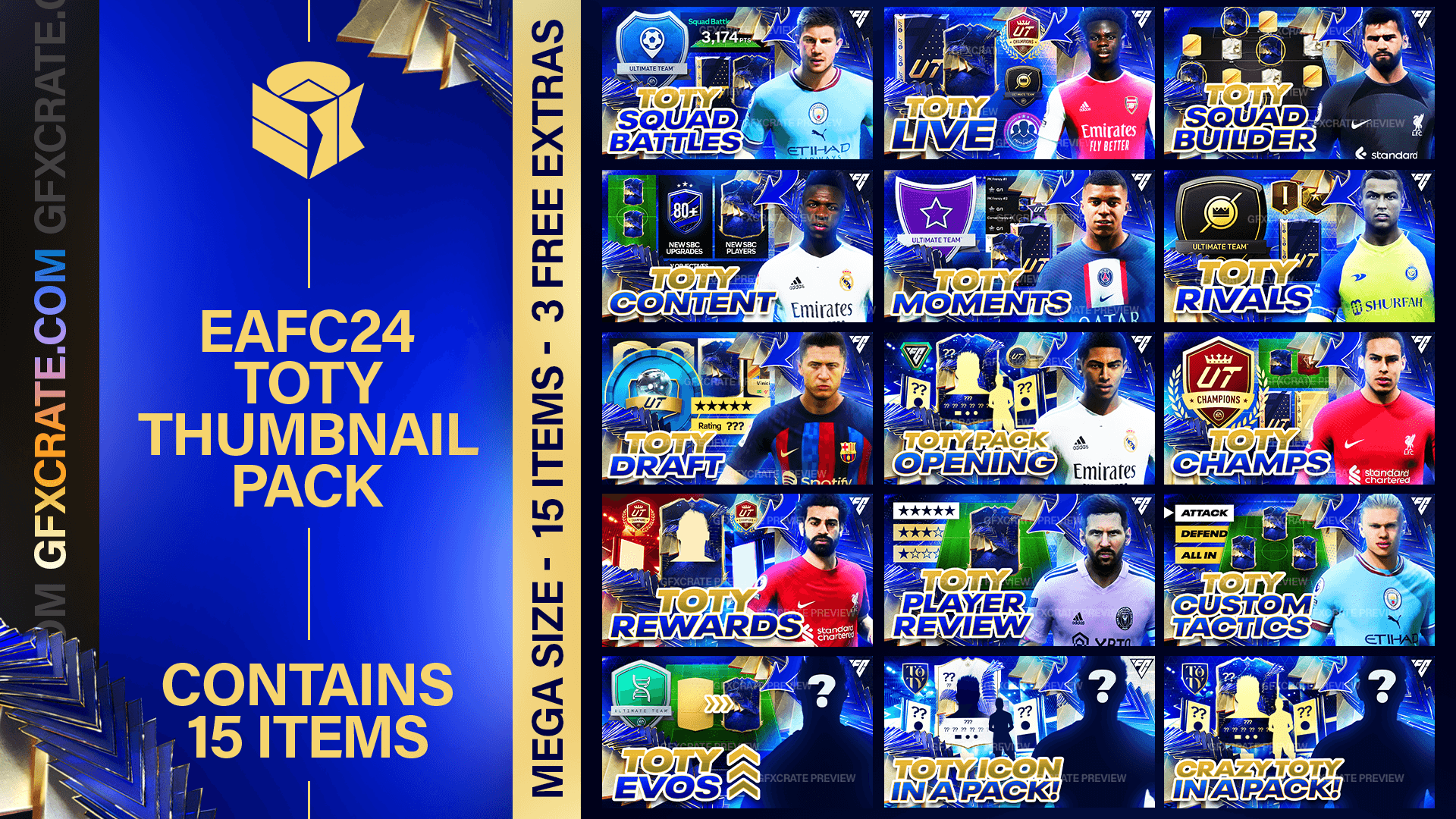 FC 24 Team Of The Year Fully Editable Thumbnail Pack (FIFA, 03/17/2024 FC 24 Team Of The Year Fully Editable Thumbnail Pack (FIFA, 03/17/2024