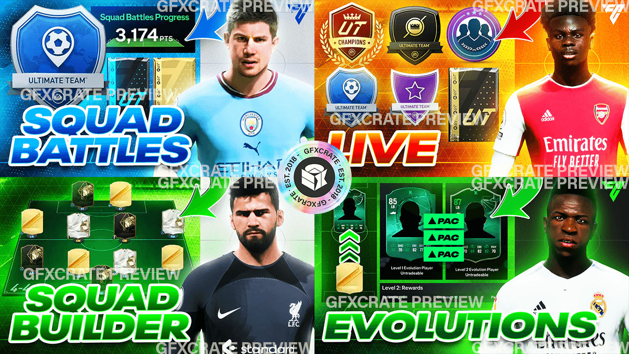 FC 24 Fully Editable YouTube Thumbnail Pack (FIFA 24) - GFXCRATE