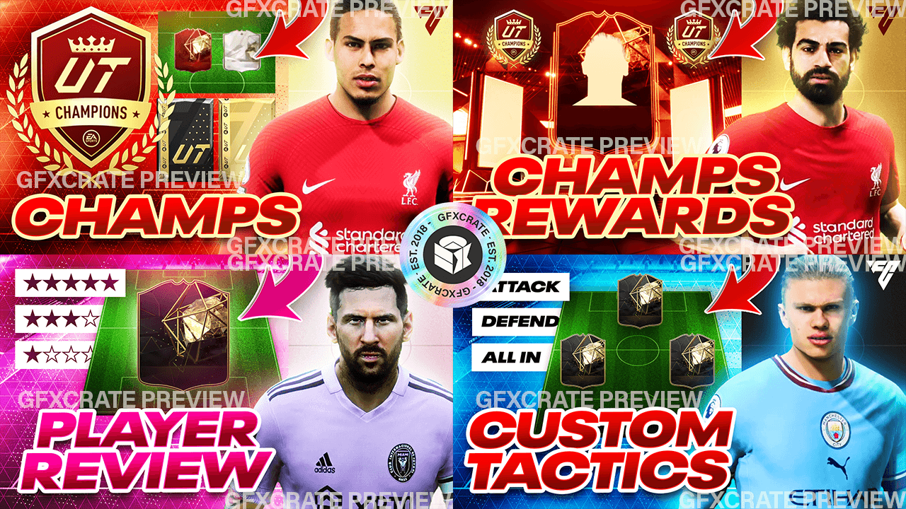 FC 24 Fully Editable YouTube Thumbnail Pack (FIFA 24) - GFXCRATE