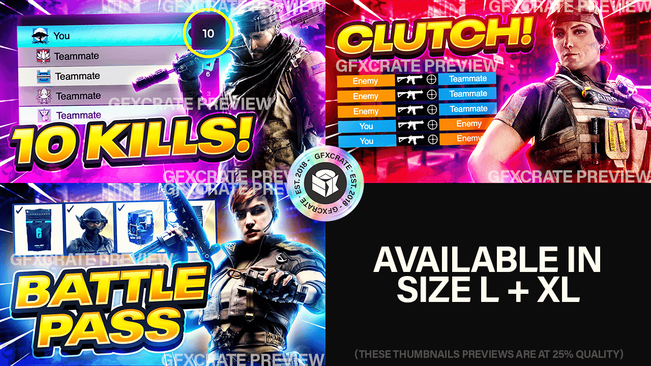 Rainbow Six Siege Fully Editable YouTube Thumbnail Pack V1 - GFXCRATE