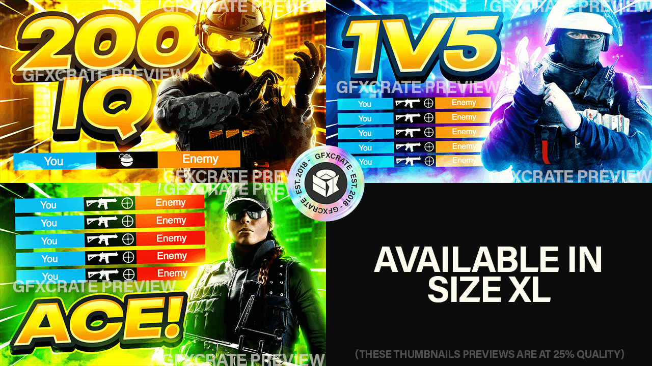 Rainbow Six Siege Fully Editable YouTube Thumbnail Pack V1 - GFXCRATE