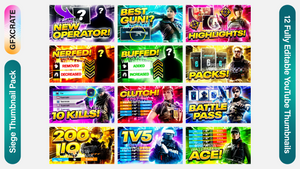 Tom Clancy's Rainbow Six Siege Thumbnail Pack containing 12 YouTube Thumbnail Templates