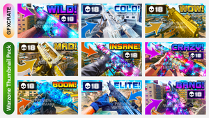 Call of Duty Warzone Thumbnail Pack containing 9 YouTube Thumbnail Templates