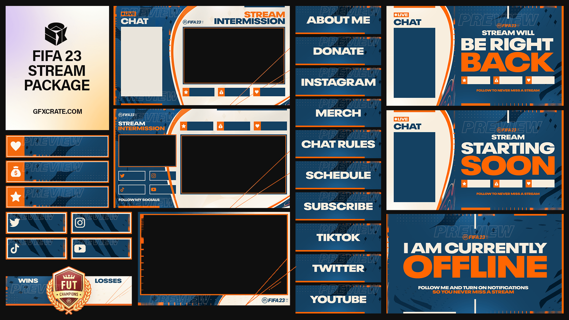 FIFA 23 Stream Overlay and Branding Pack (for Twitch, YouTube etc.)