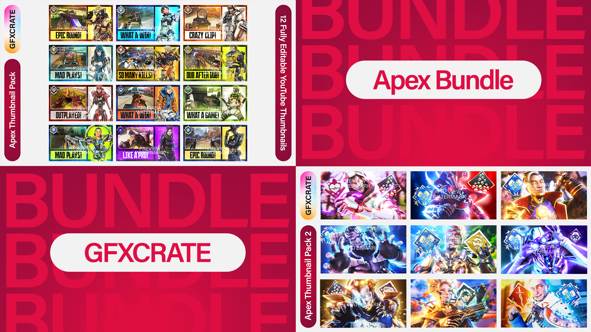 Apex Legends Fully Editable YouTube Thumbnail Pack Bundle V1+V2