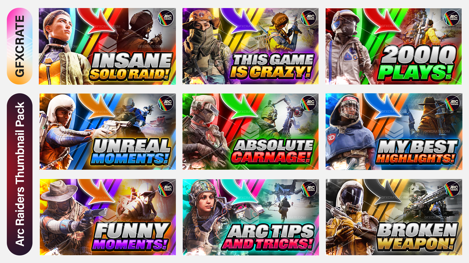 ARC Raiders Fully Editable YouTube Thumbnail Pack
