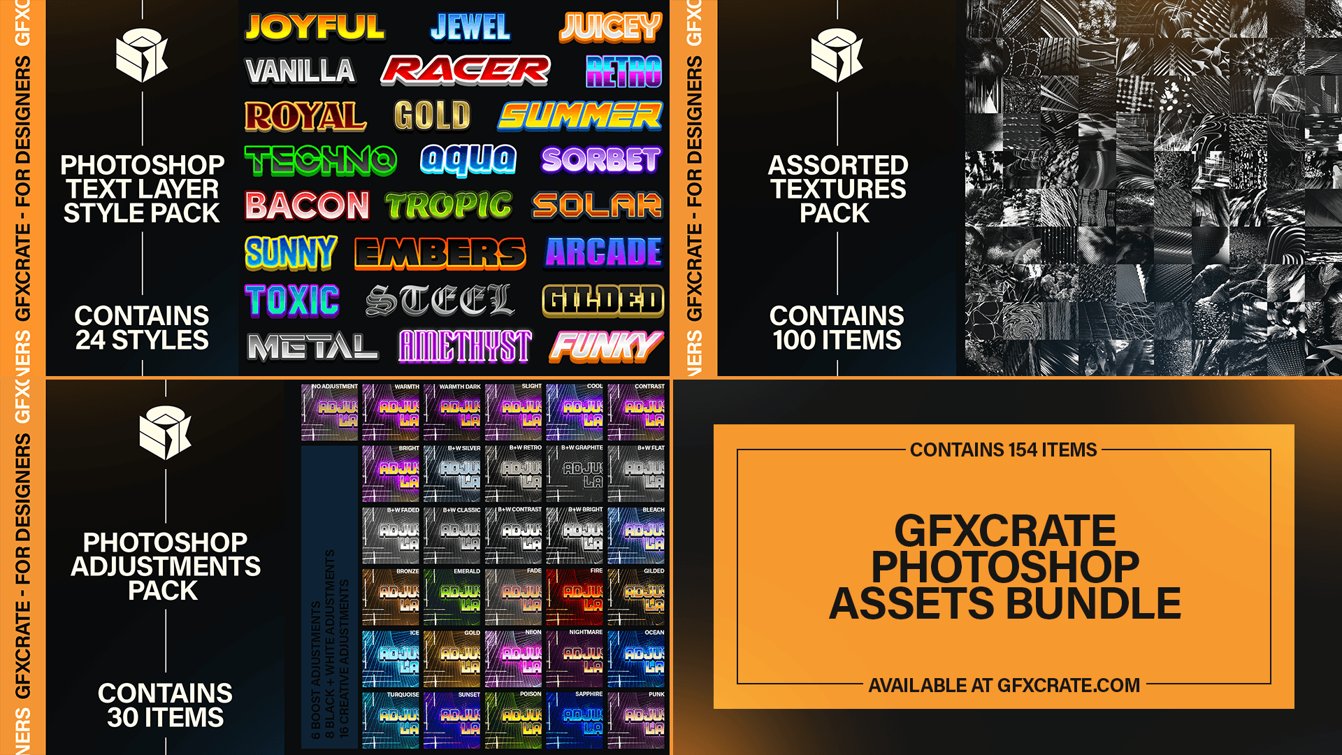 Photoshop Assets Bundle With Over 150 Layer Styles, Textures and Effects - GFXCRATE