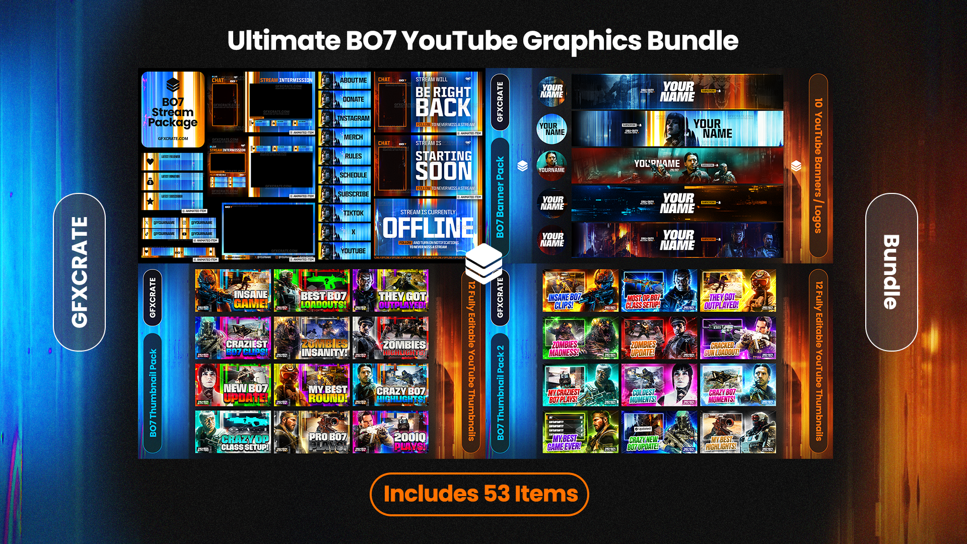 Call of Duty: Black Ops 7 Ultimate YouTube Graphics Bundle (53 Stream, Thumbnail, Banner + Logo files!)