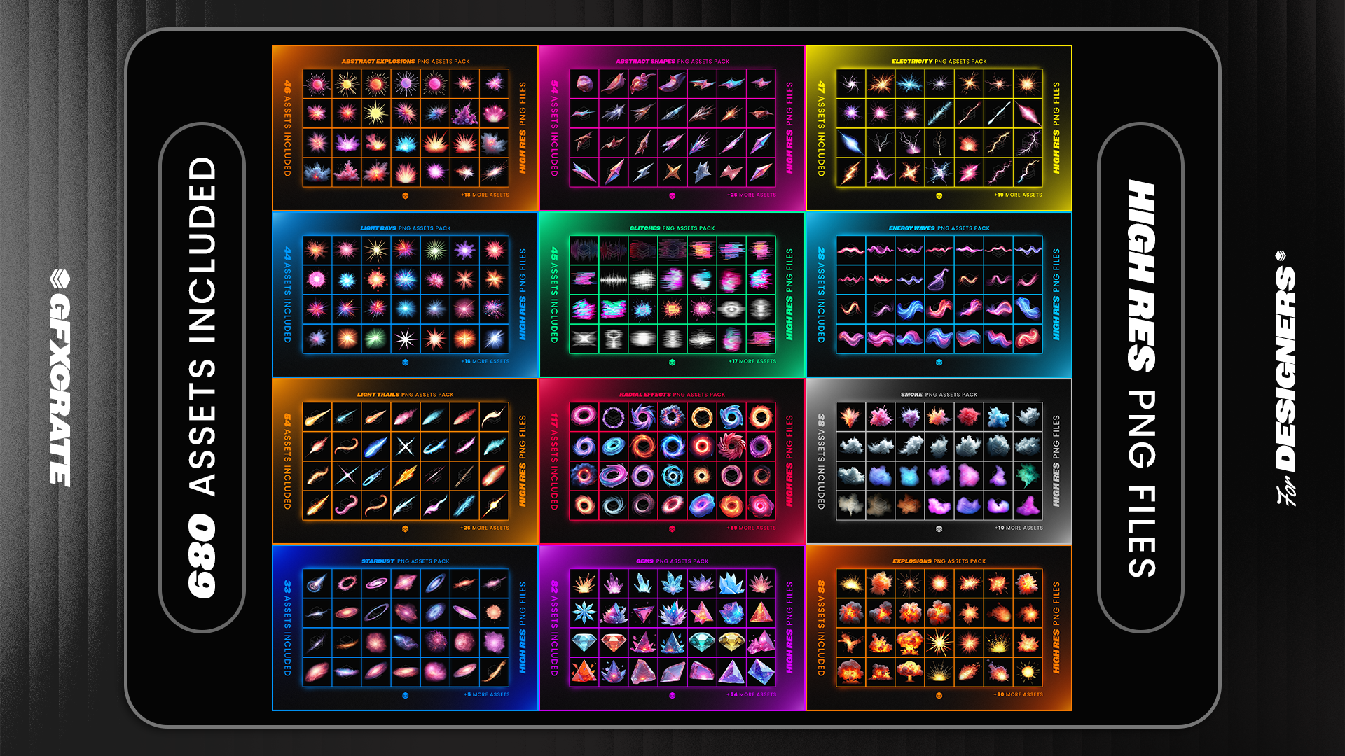 680 Assorted PNG Assets Bundle Pack - For Use in Designs
