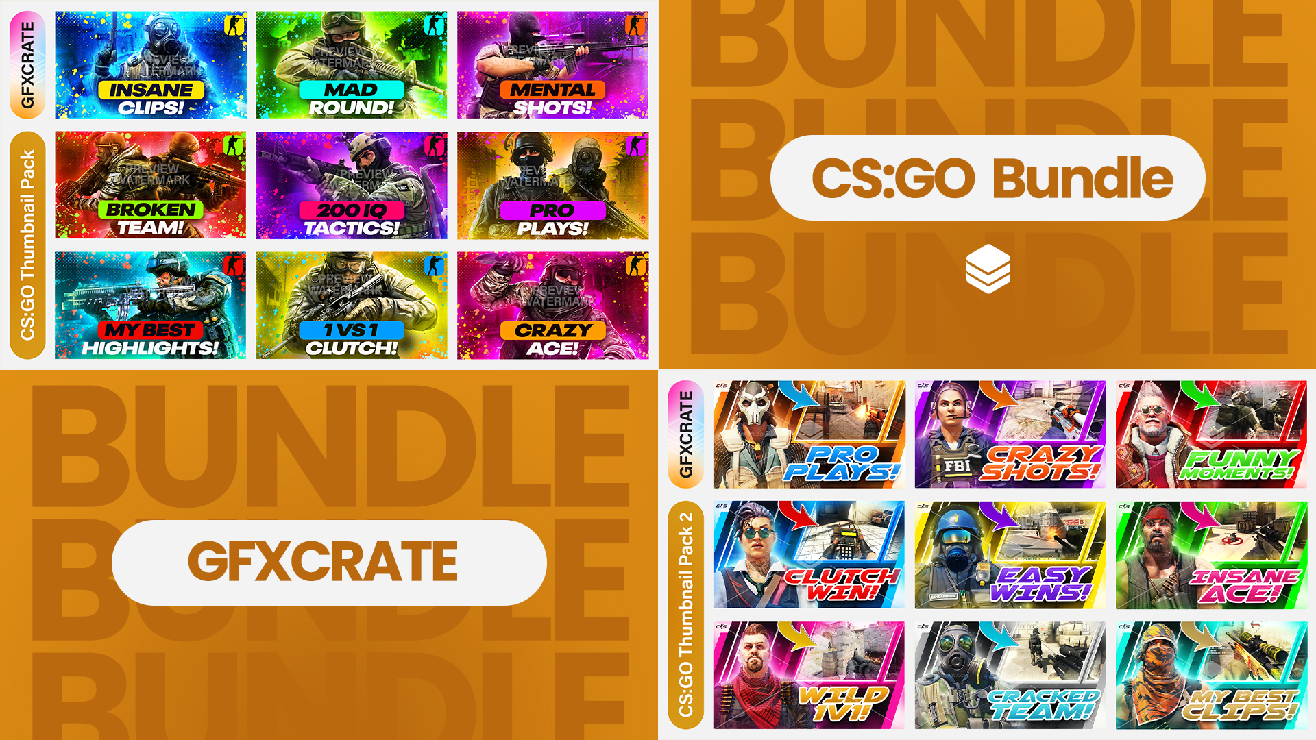 Counter Strike Fully Editable YouTube Thumbnail Pack Bundle V1+V2