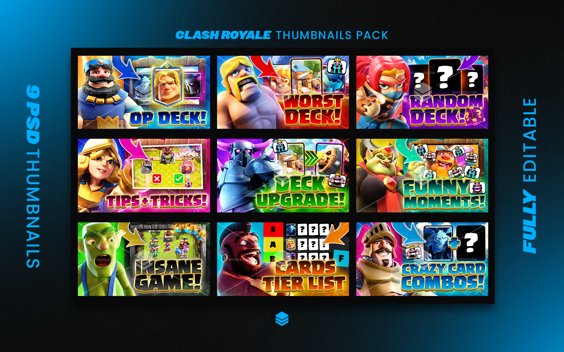 Clash Royale Fully Editable YouTube Thumbnail Pack