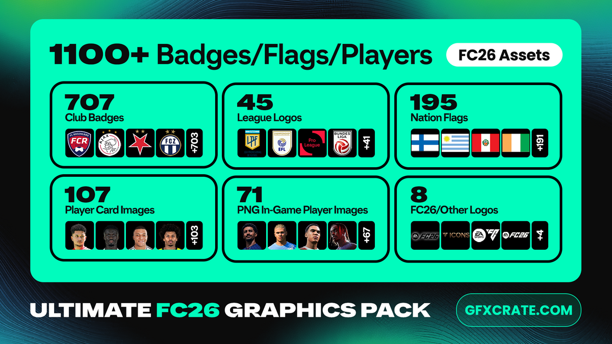 FC26 Ultimate Graphics Pack - 2,000+ GFX Assets for Designers/Creators