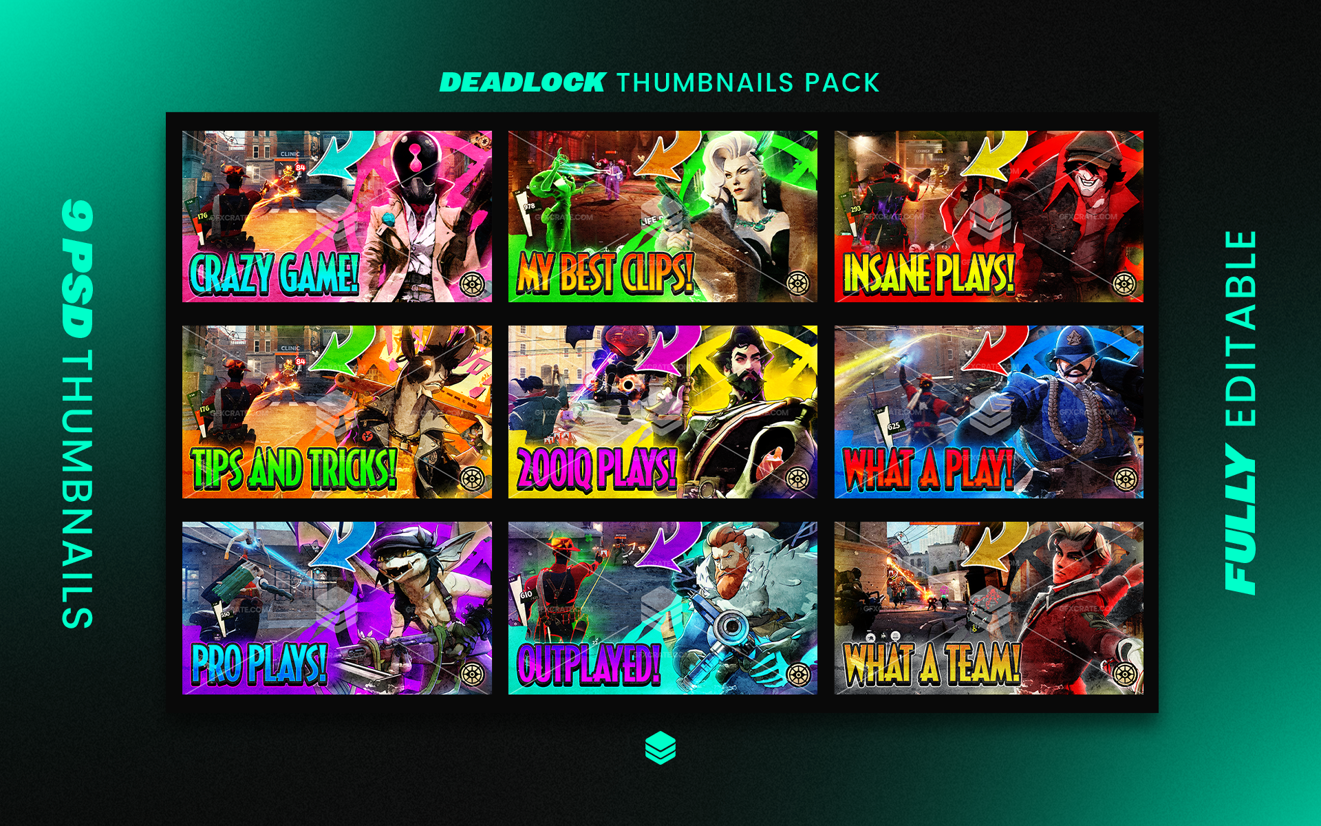 Deadlock Fully Editable YouTube Thumbnail Pack
