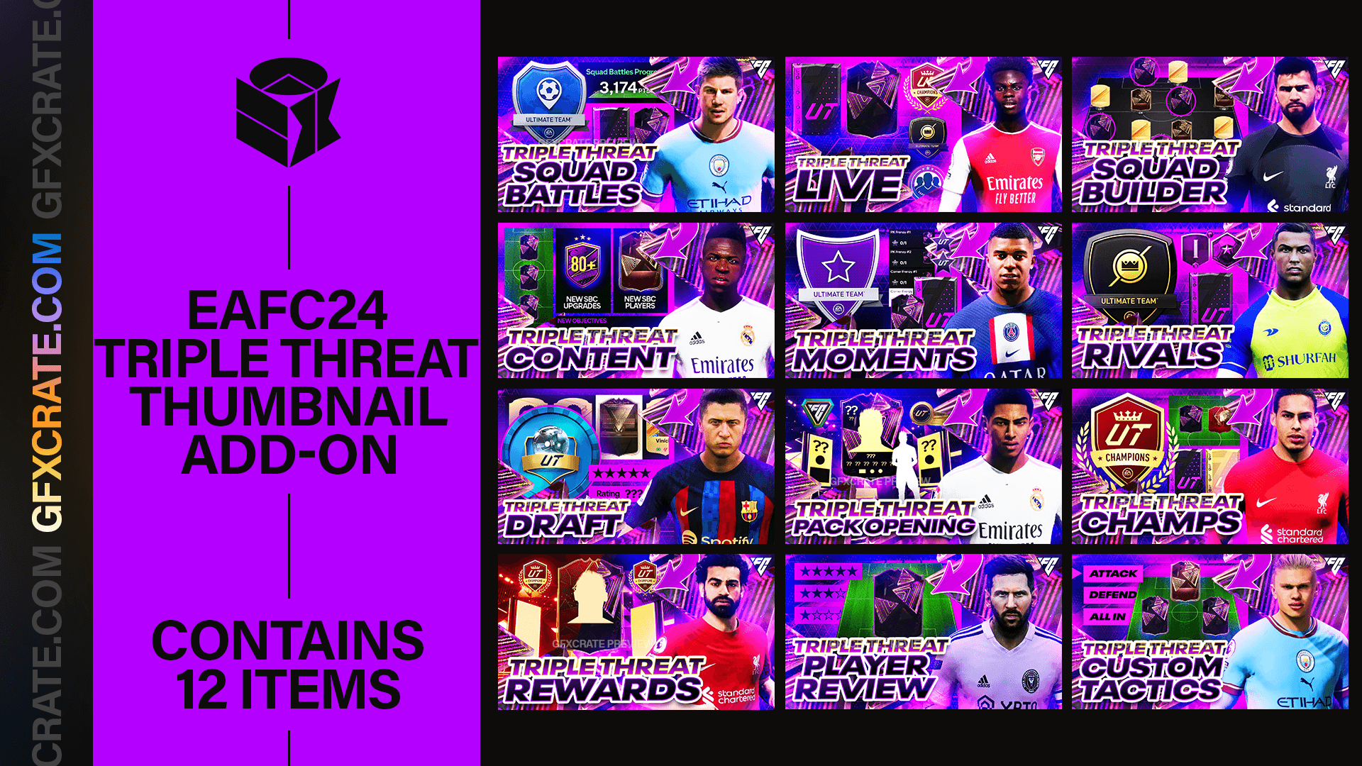 EAFC 24 Triple Threat YouTube Thumbnail Pack - GFXCRATE