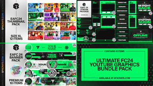 FC 24 Ultimate YouTube Graphics Bundle (41 Stream, Thumbnail + Banner files!) - GFXCRATE
