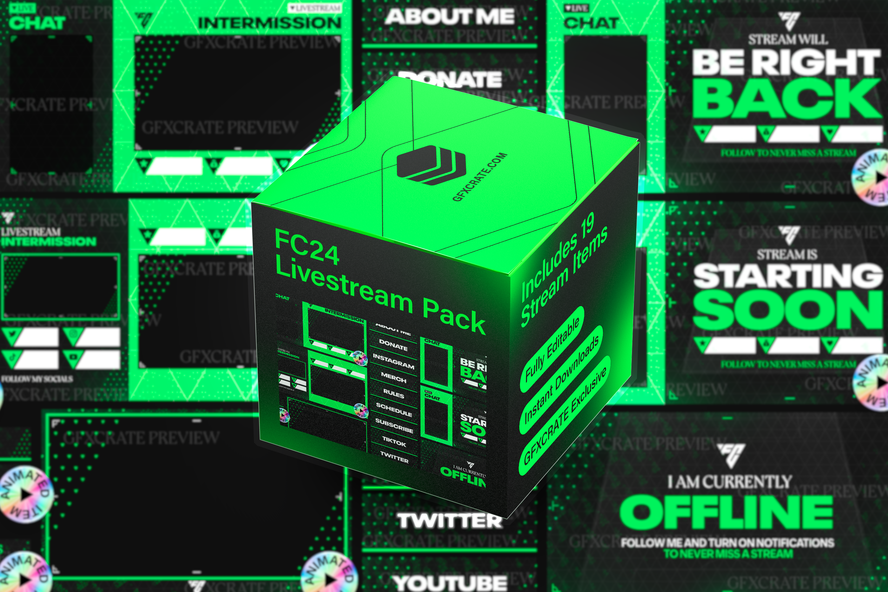 FC 24 Animated Livestream Overlay and Branding Pack (for Twitch, YouTube, Kick etc.) (FIFA 24)