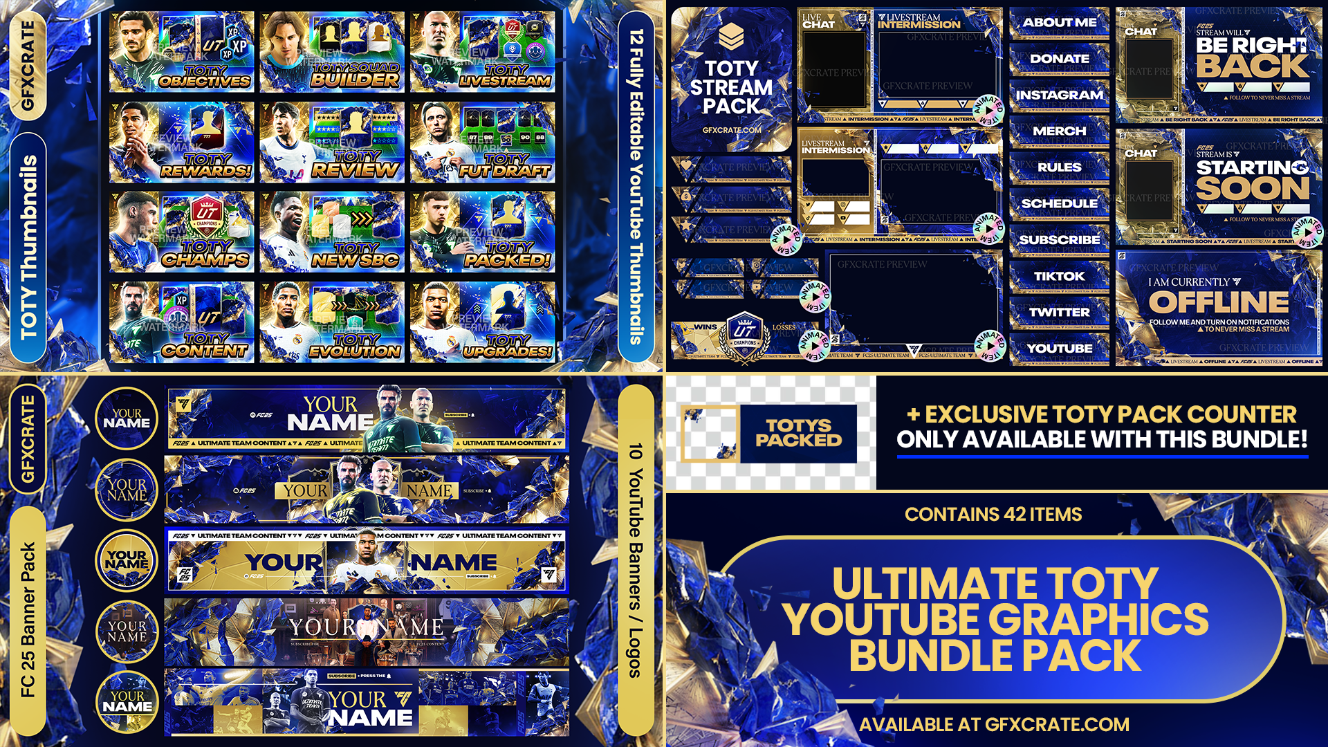 FC 25 Team of the Year Ultimate YouTube Graphics Bundle (42 Stream, Thumbnail + Banner files!)