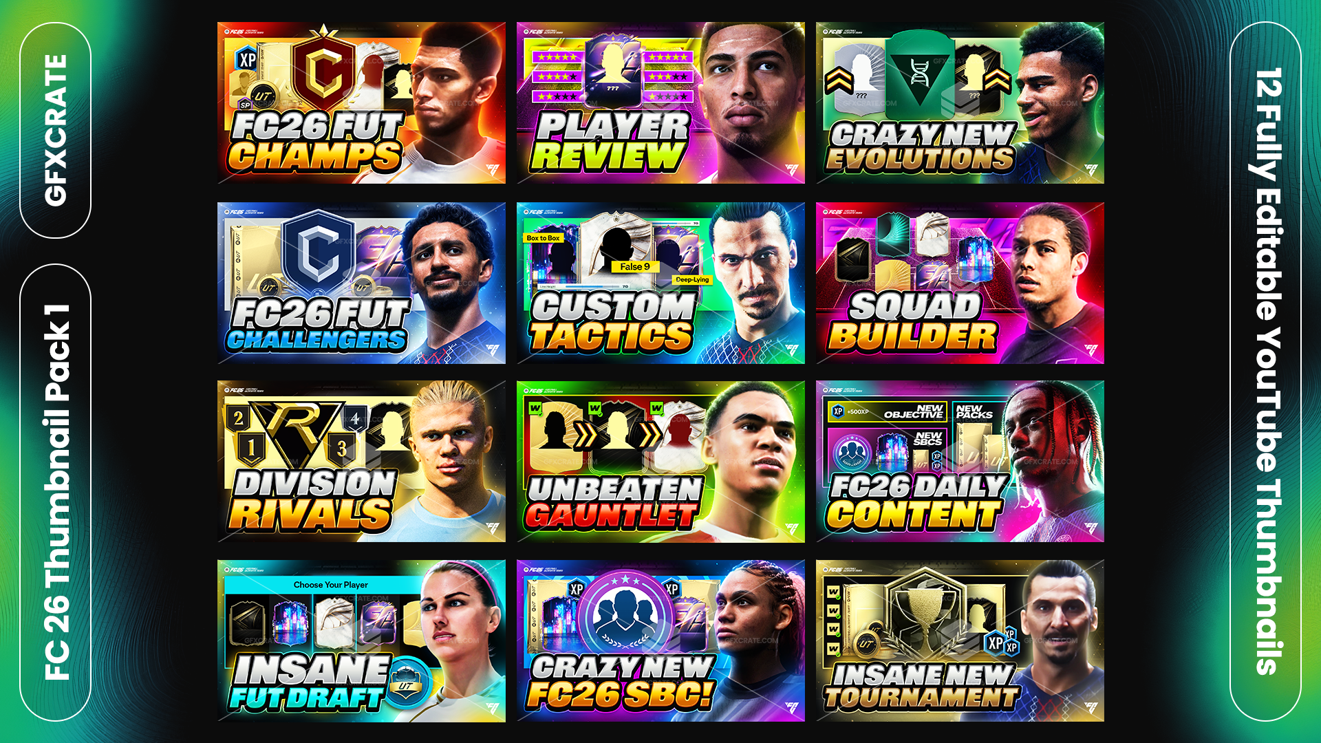 FC26 Fully Editable YouTube Thumbnail Pack V1