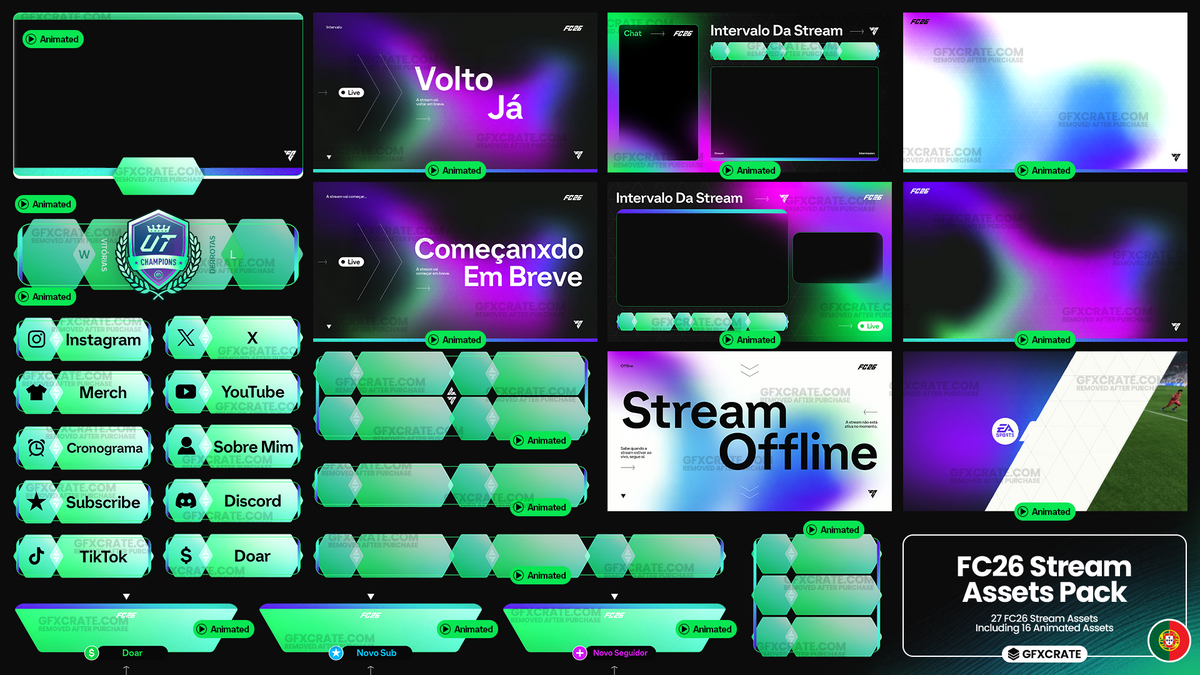 FC26 Animated 4K Livestream Overlay and Branding Pack