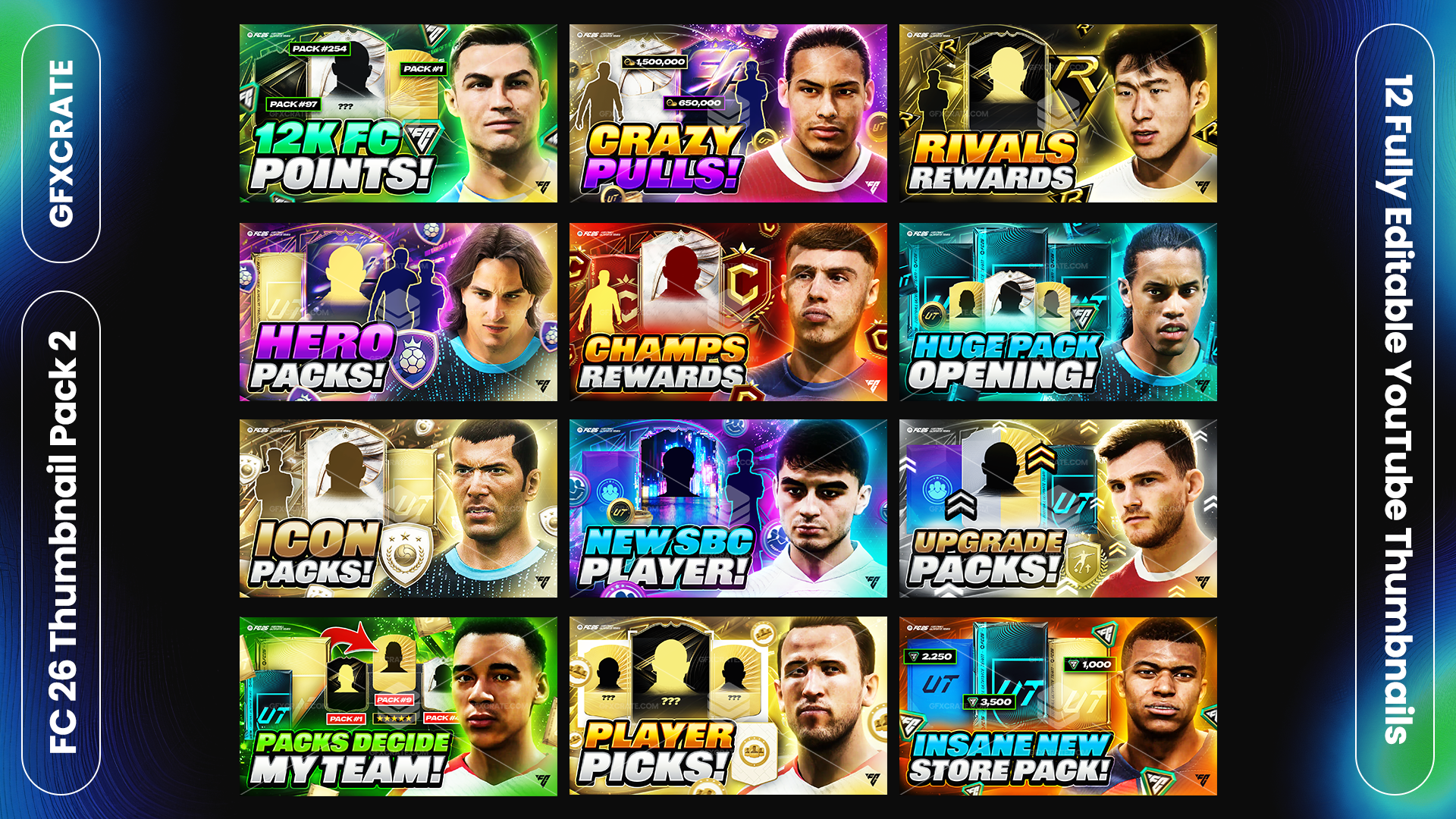 FC26 Fully Editable YouTube Thumbnail Pack V2