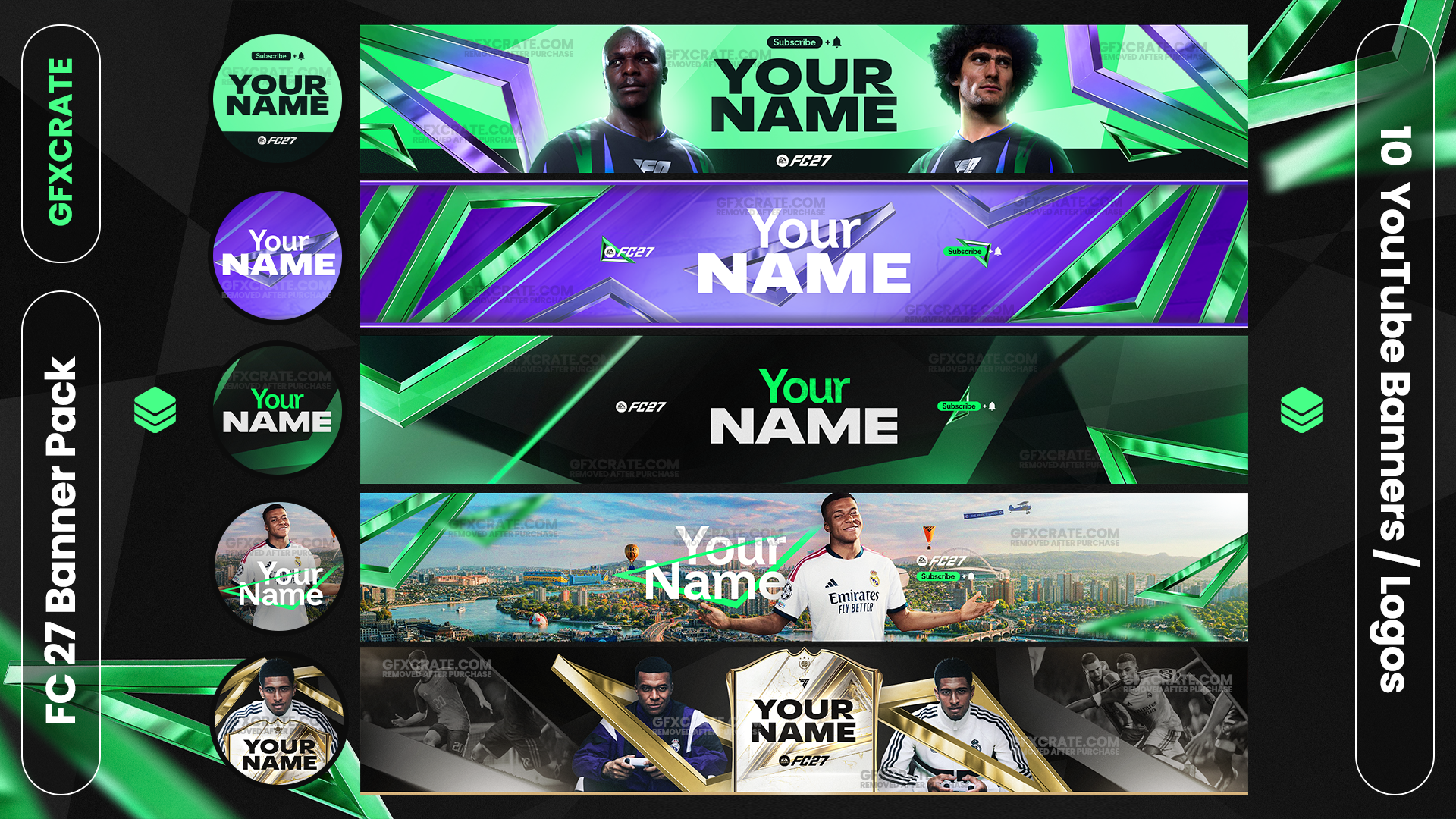 FC27 Fully Editable YouTube Banner & Logo Pack