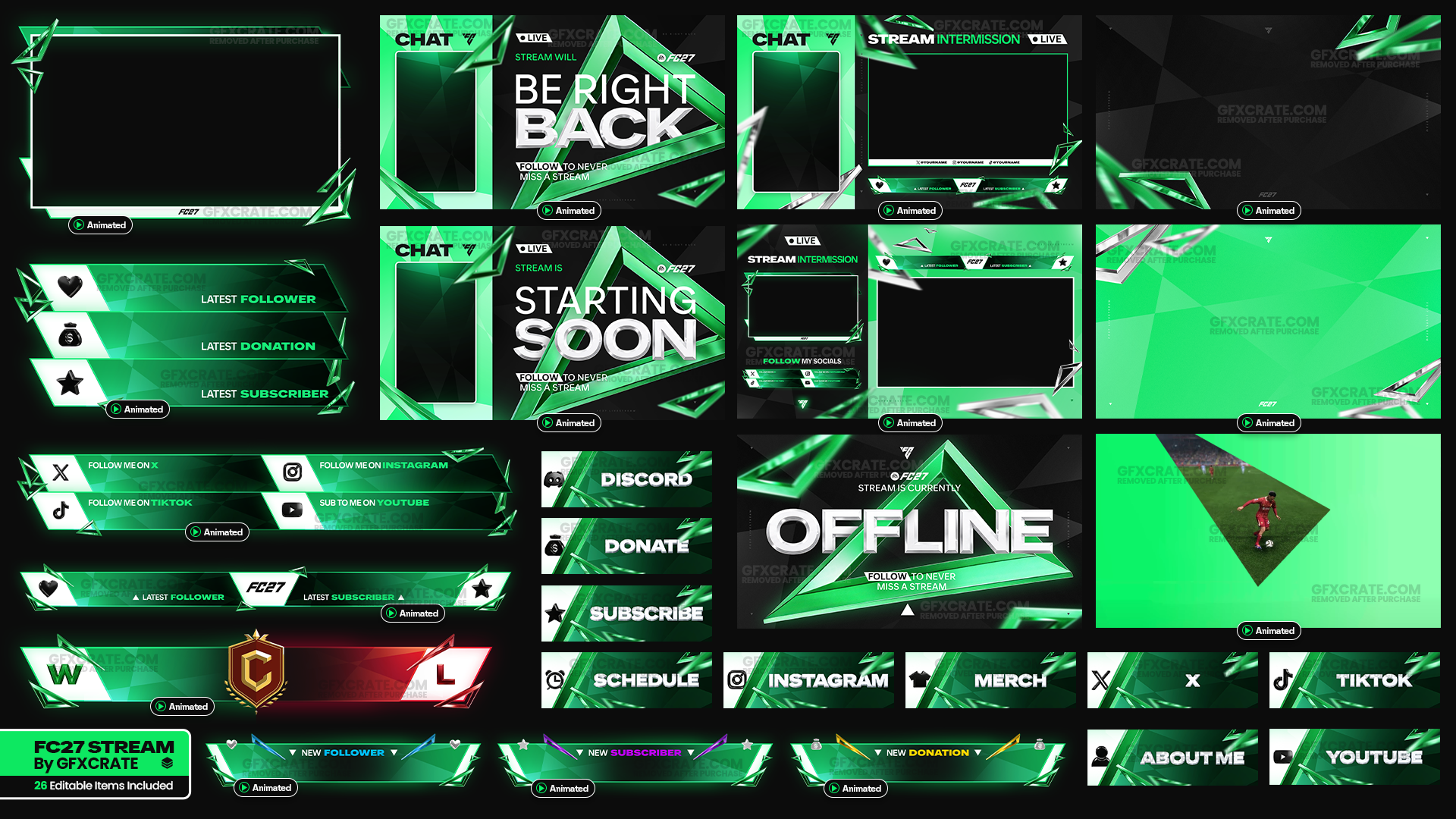 FC27 Animated Livestream Overlay and Branding Pack (for Twitch + YouTube Stream)