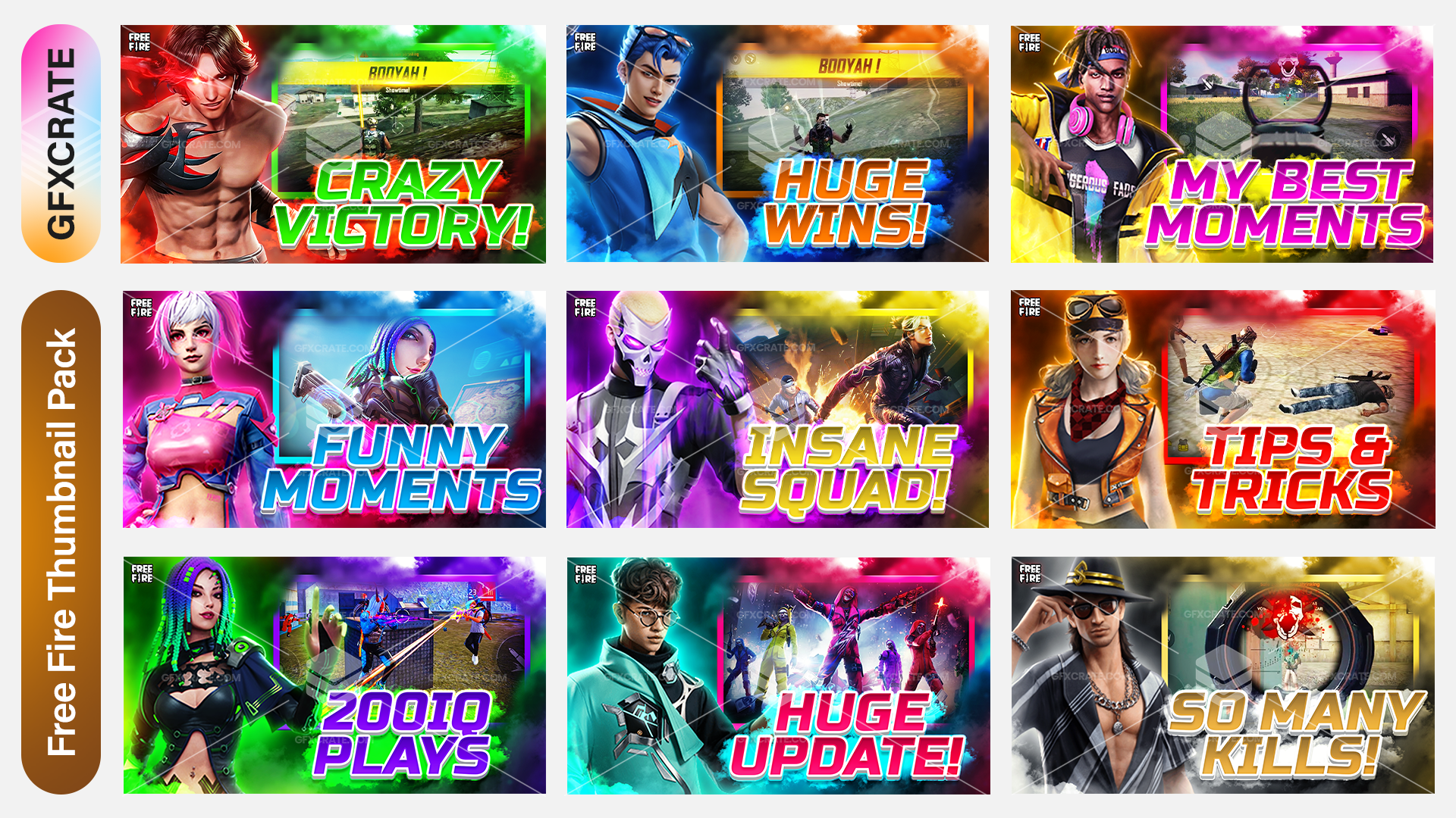 Garena Free Fire Fully Editable YouTube Thumbnail Pack