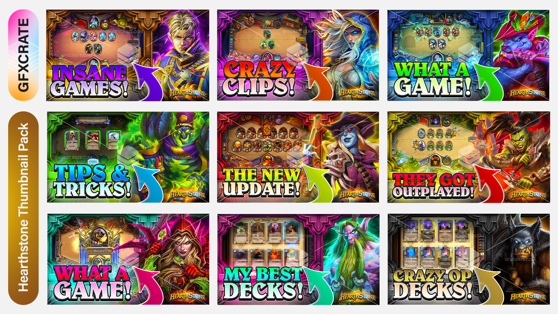 Hearthstone Fully Editable YouTube Thumbnail Pack