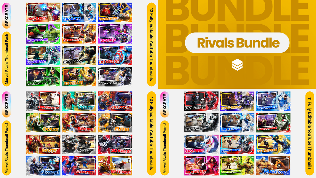 Marvel Rivals Fully Editable YouTube/Twitch/Kick Template Packs