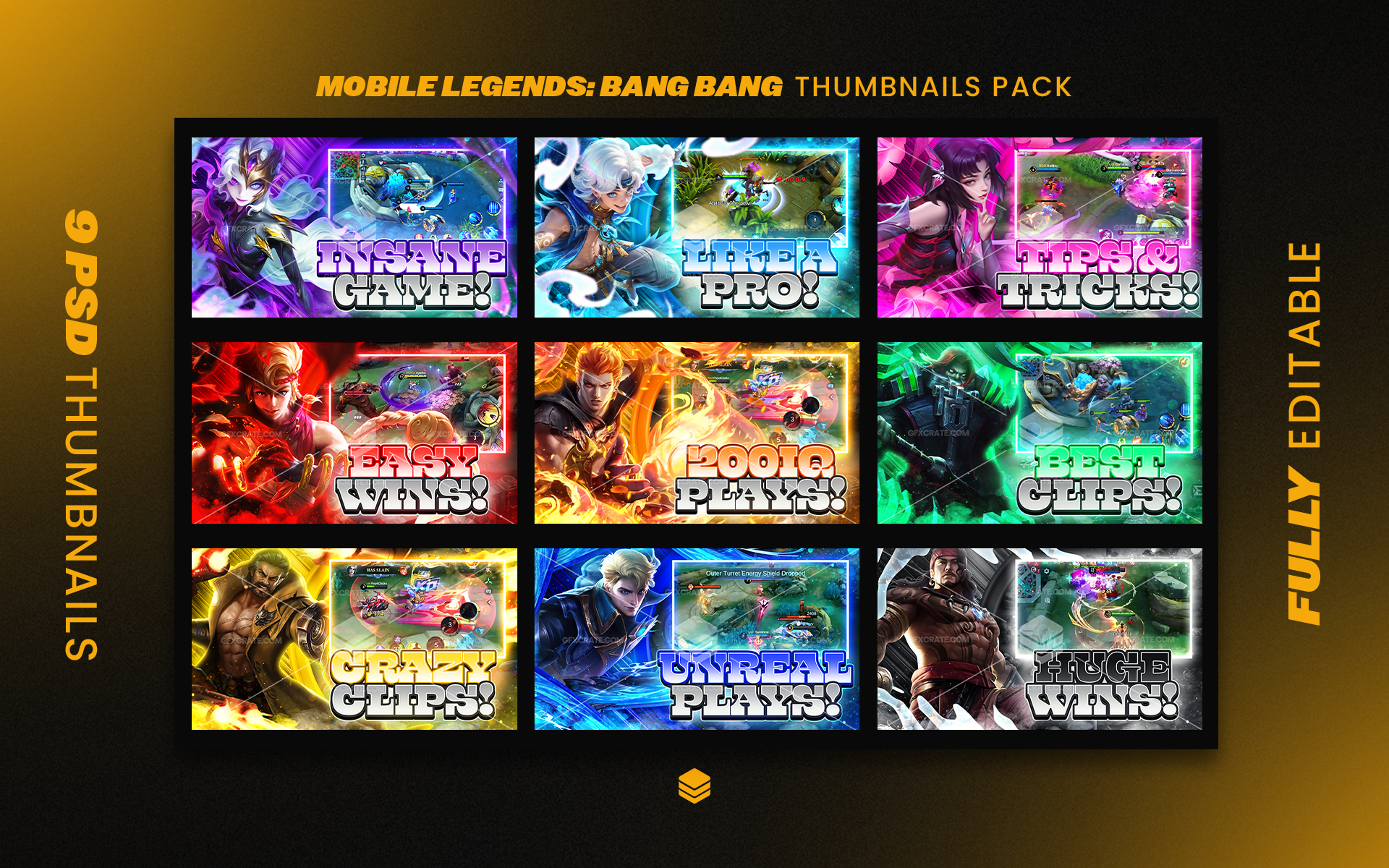 Mobile Legends: Bang Bang Fully Editable YouTube Thumbnail Pack (MLBB)