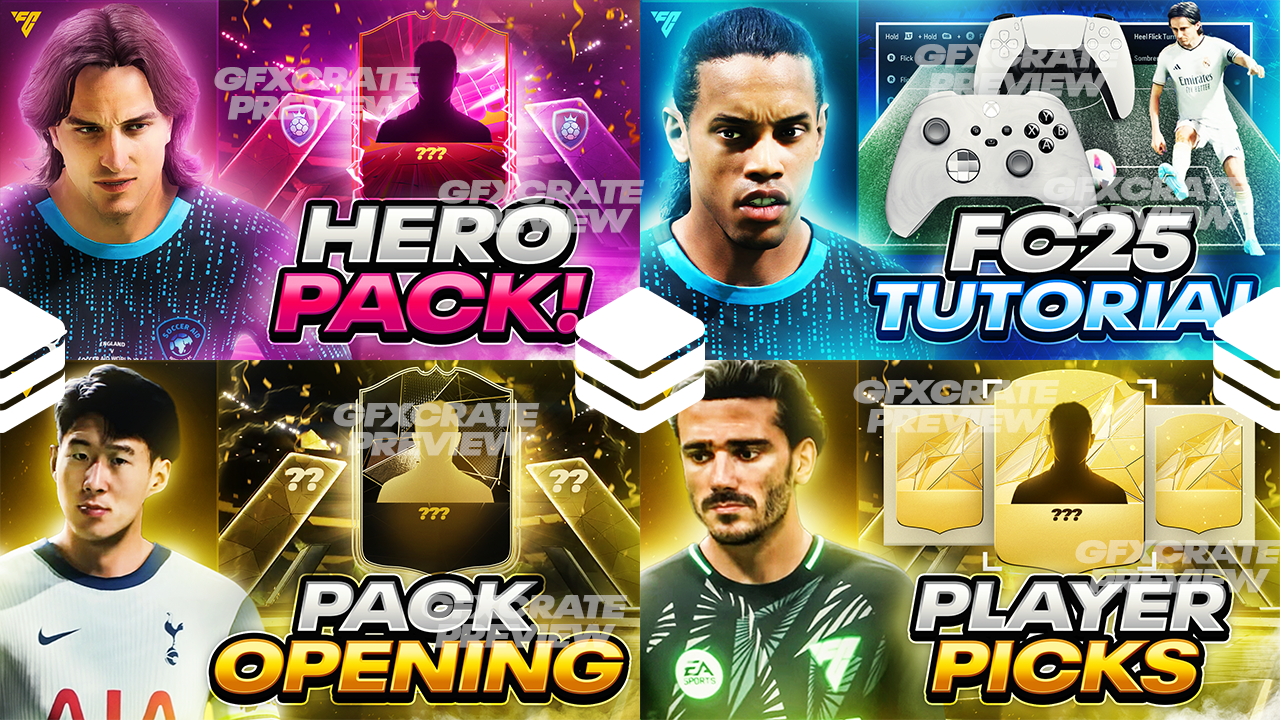 FC 25 Fully Editable YouTube Thumbnail Pack 2 (FIFA 25)