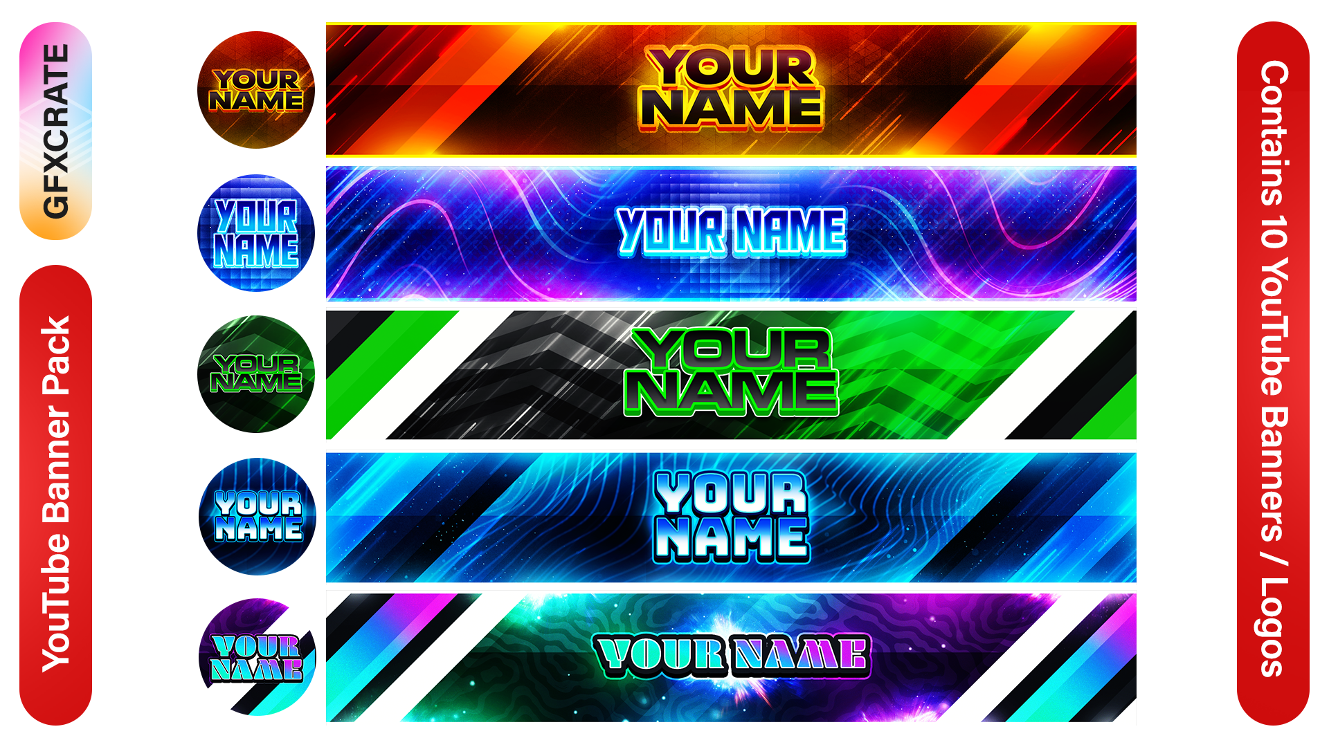 YouTube Fully Editable Banner and Logo Templates Pack 3