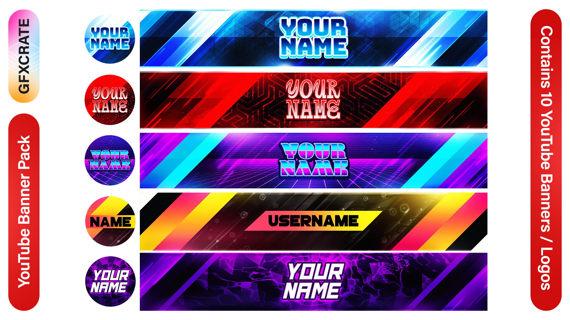 YouTube Fully Editable Banner and Logo Templates Pack 5