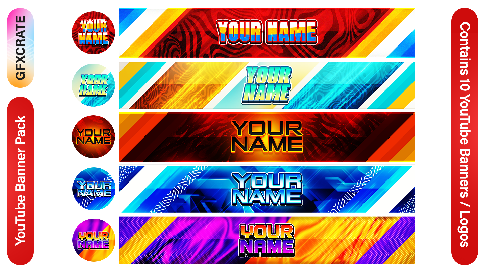YouTube Fully Editable Banner and Logo Templates Pack 6