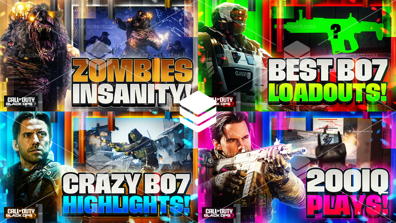Call of Duty: Black Ops 7 (BO7) Fully Editable YouTube Thumbnail Pack