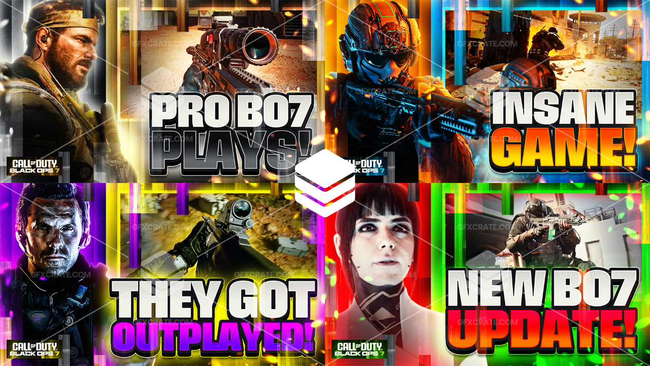 Call of Duty: Black Ops 7 (BO7) Fully Editable YouTube Thumbnail Pack