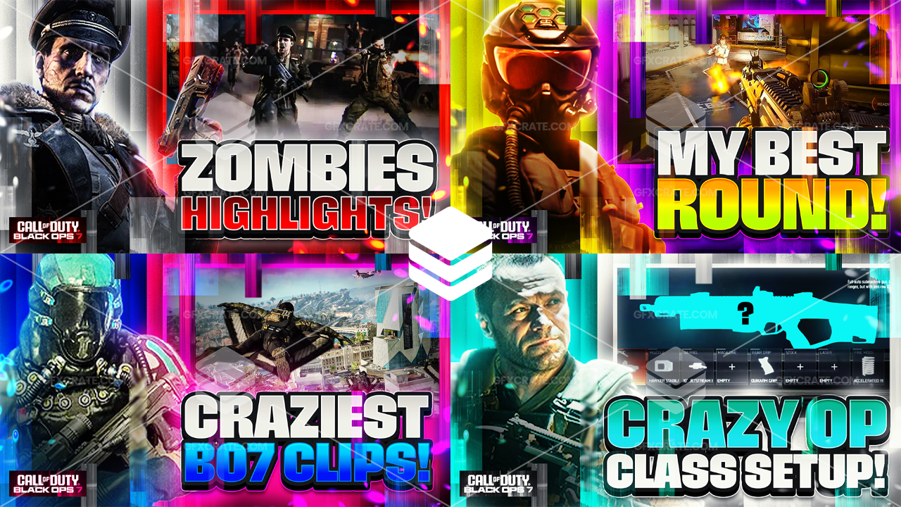 Call of Duty Black Ops 7 (BO7) Fully Editable YouTube Thumbnail Pack