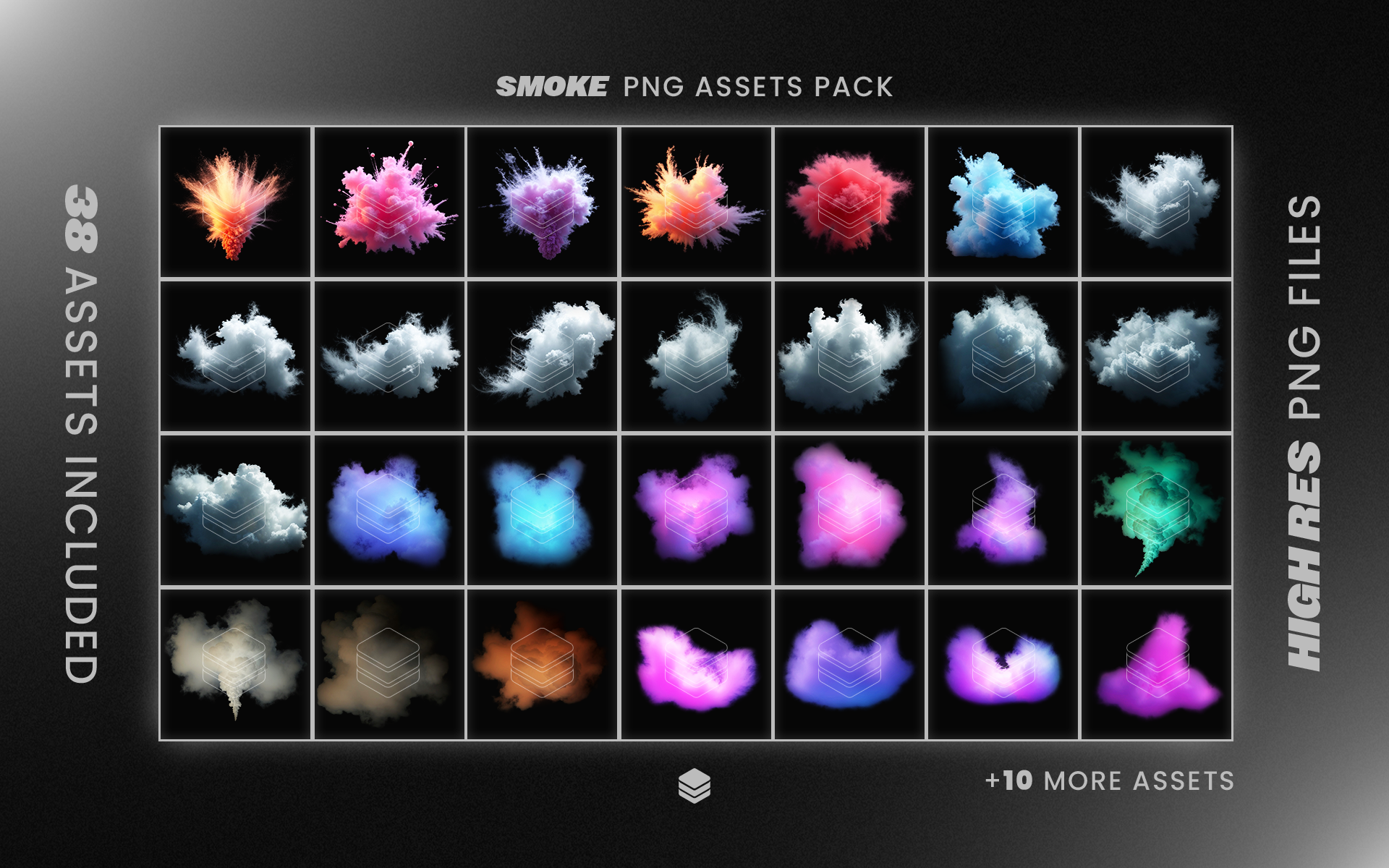 Smoke Assets Pack - 38 PNG Assets For Use in Designs