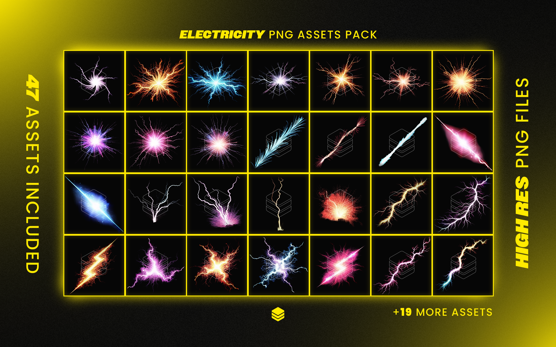 Electricity Assets Pack - 47 PNG Assets For Use in Designs