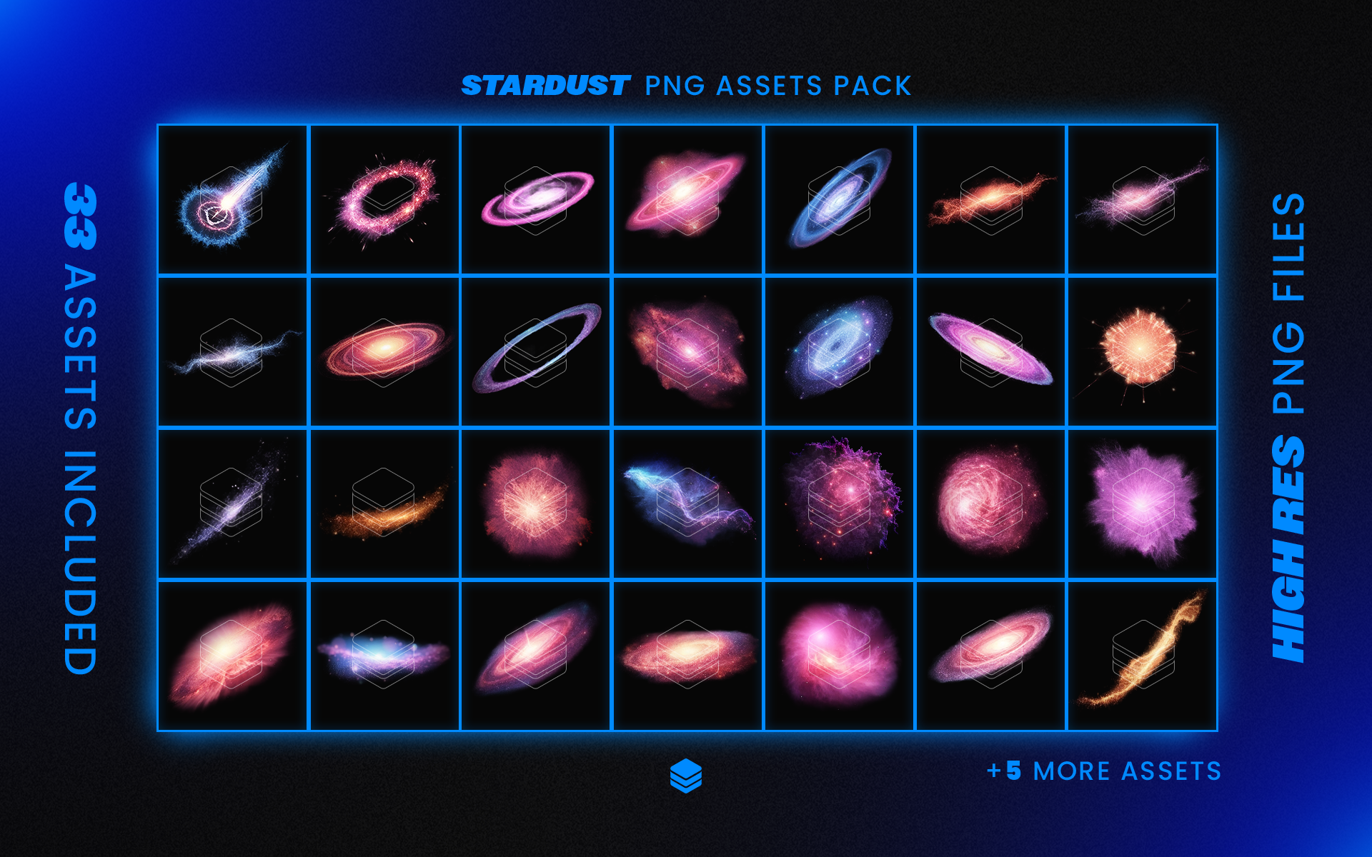 Stardust Assets Pack - 33 PNG Assets For Use in Designs