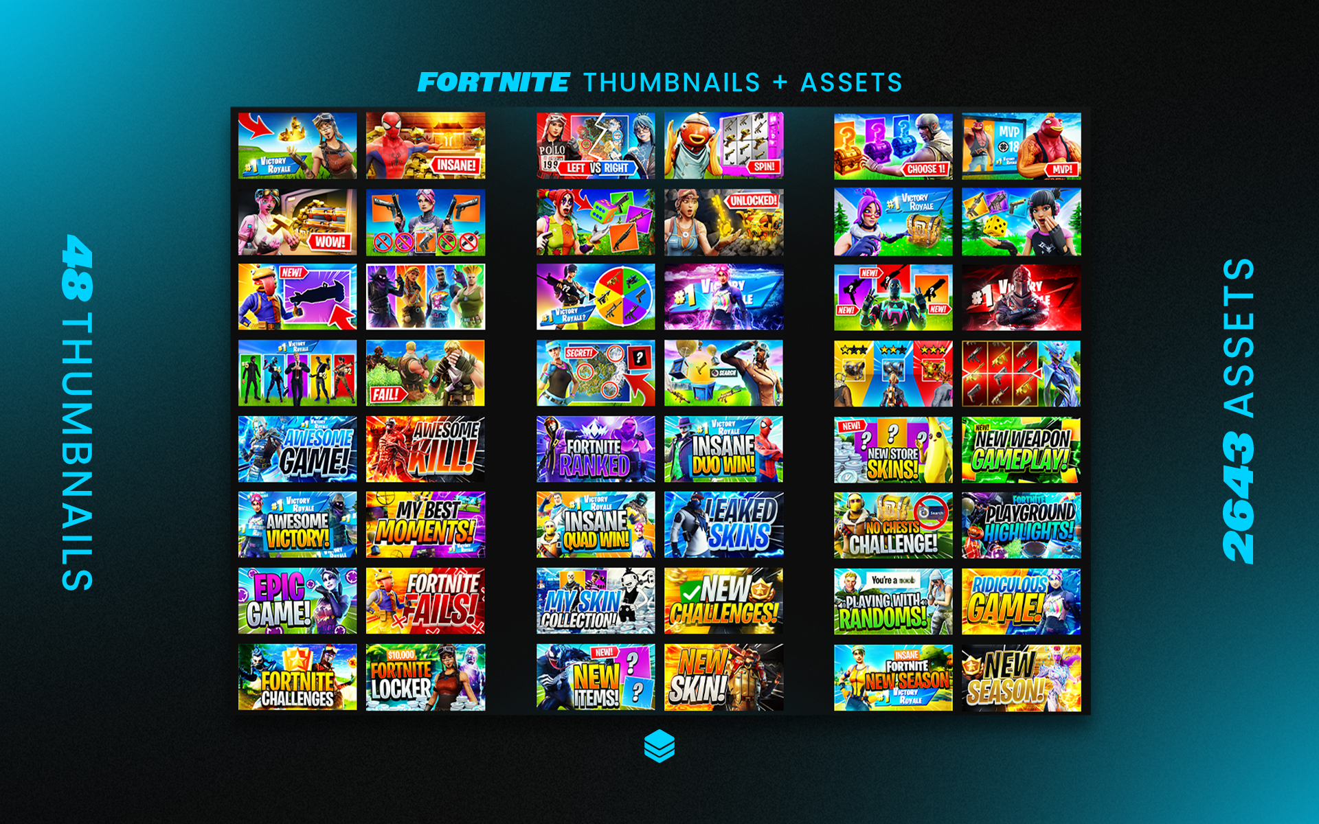 Fortnite Fully Editable YouTube Thumbnails and Assets Ultimate GFX Pack