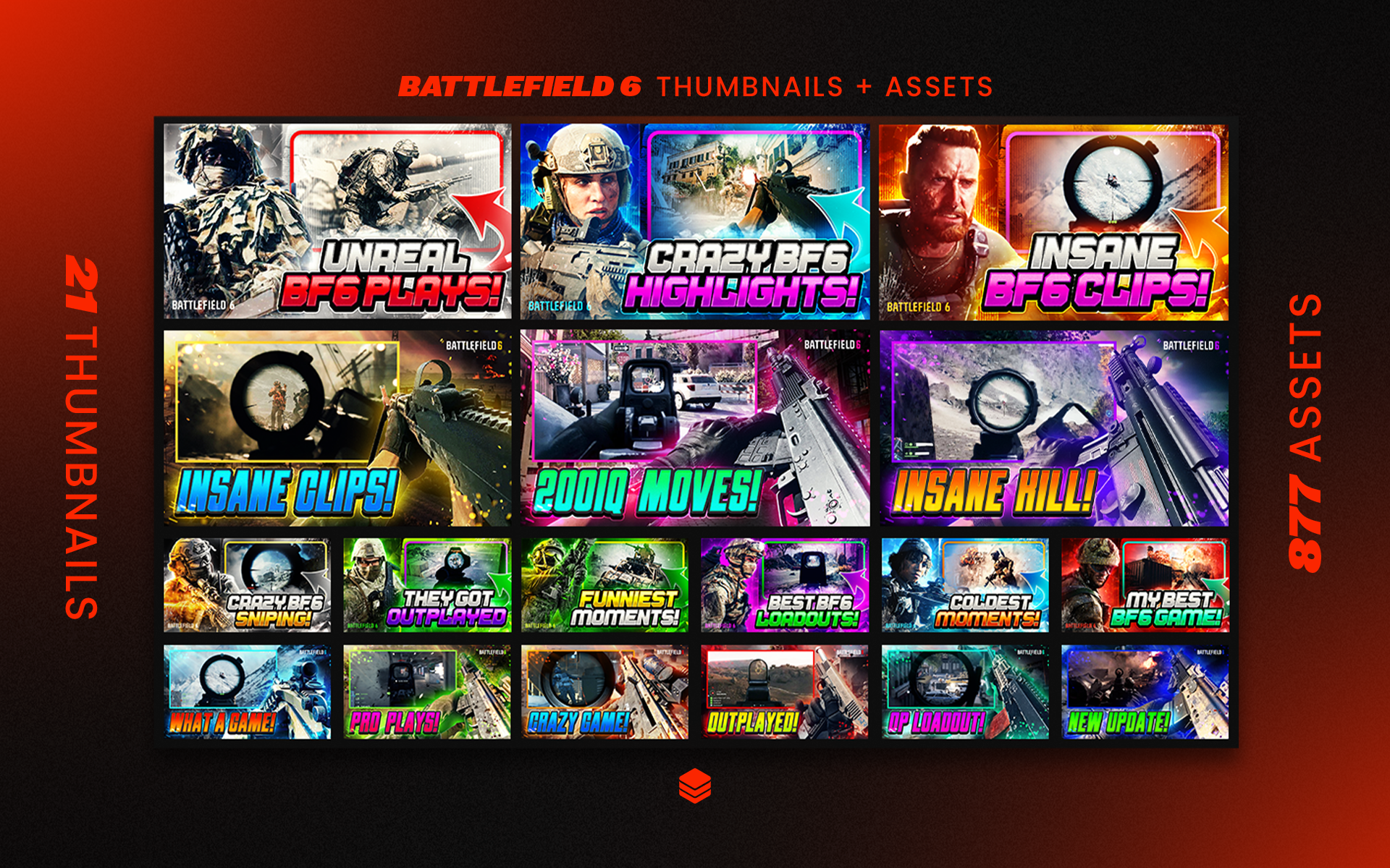 Battlefield 6 (BF6) Fully Editable YouTube Thumbnails and Assets Ultimate GFX Pack