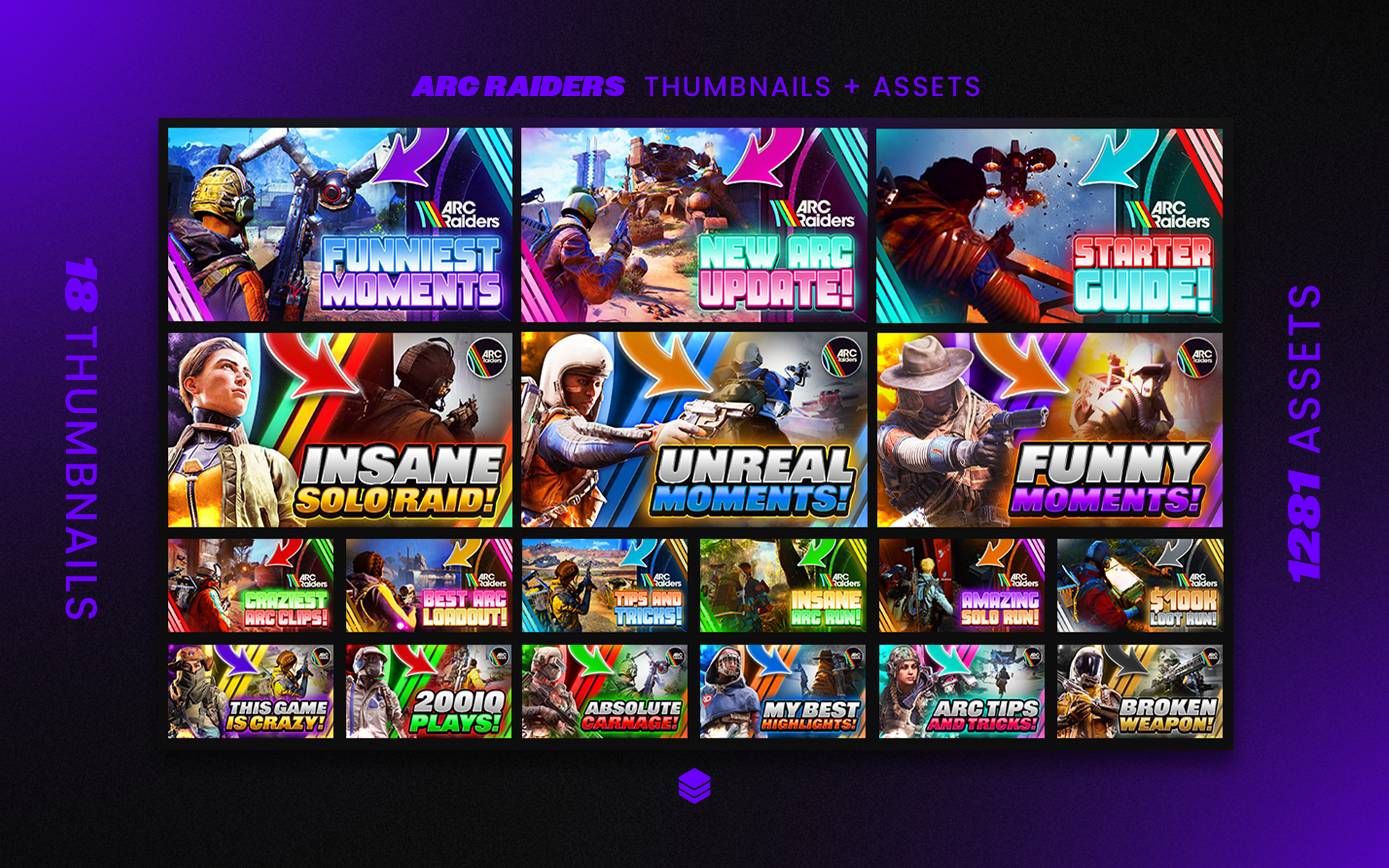 ARC Raiders Fully Editable YouTube Thumbnails and Assets Ultimate GFX Pack