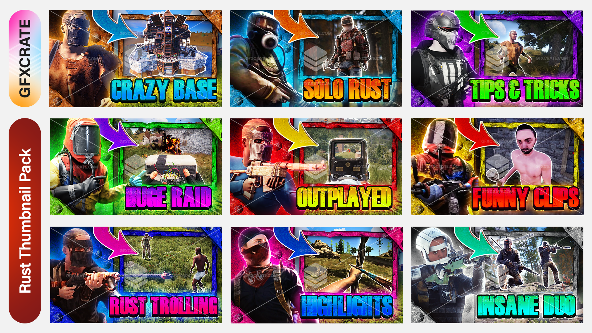 Rust Fully Editable YouTube Thumbnail Pack