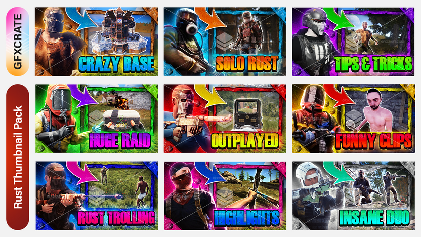 Rust Fully Editable YouTube Thumbnail Pack