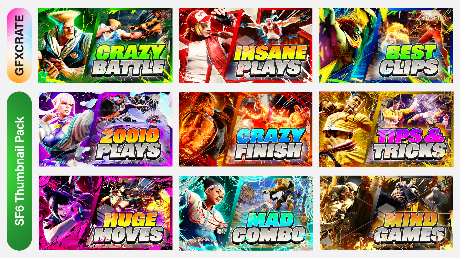 Street Fighter 6 Fully Editable YouTube Thumbnail Pack (SF6)