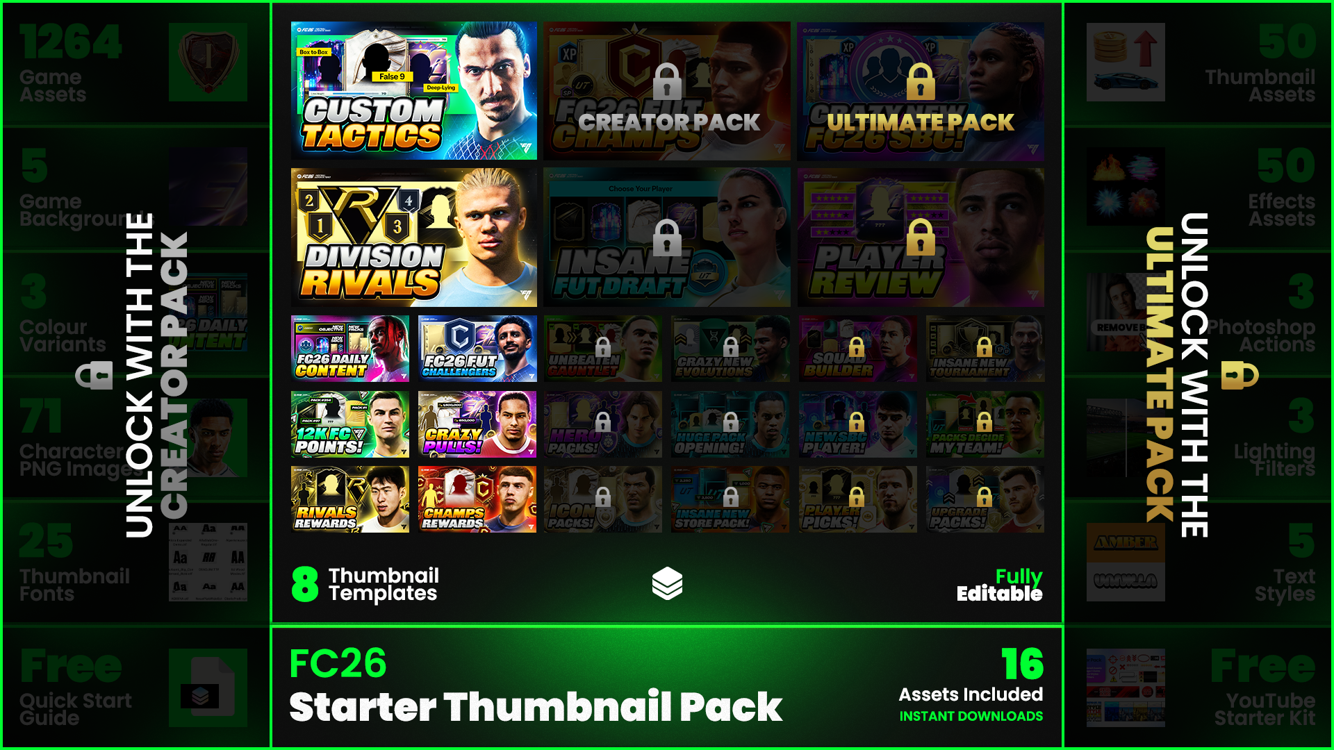 FC26 Fully Editable YouTube Thumbnails and Assets Ultimate GFX Pack